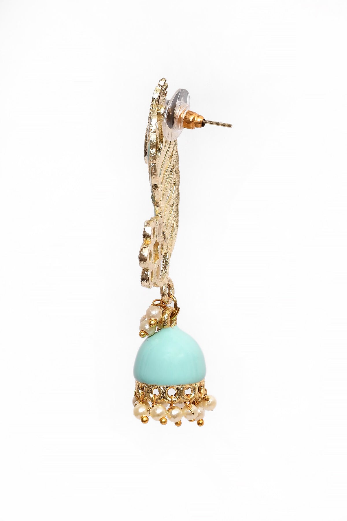 Enamelled Peacock Feather Jhumkas 