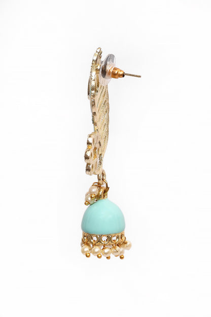 Enamelled Peacock Feather Jhumkas 