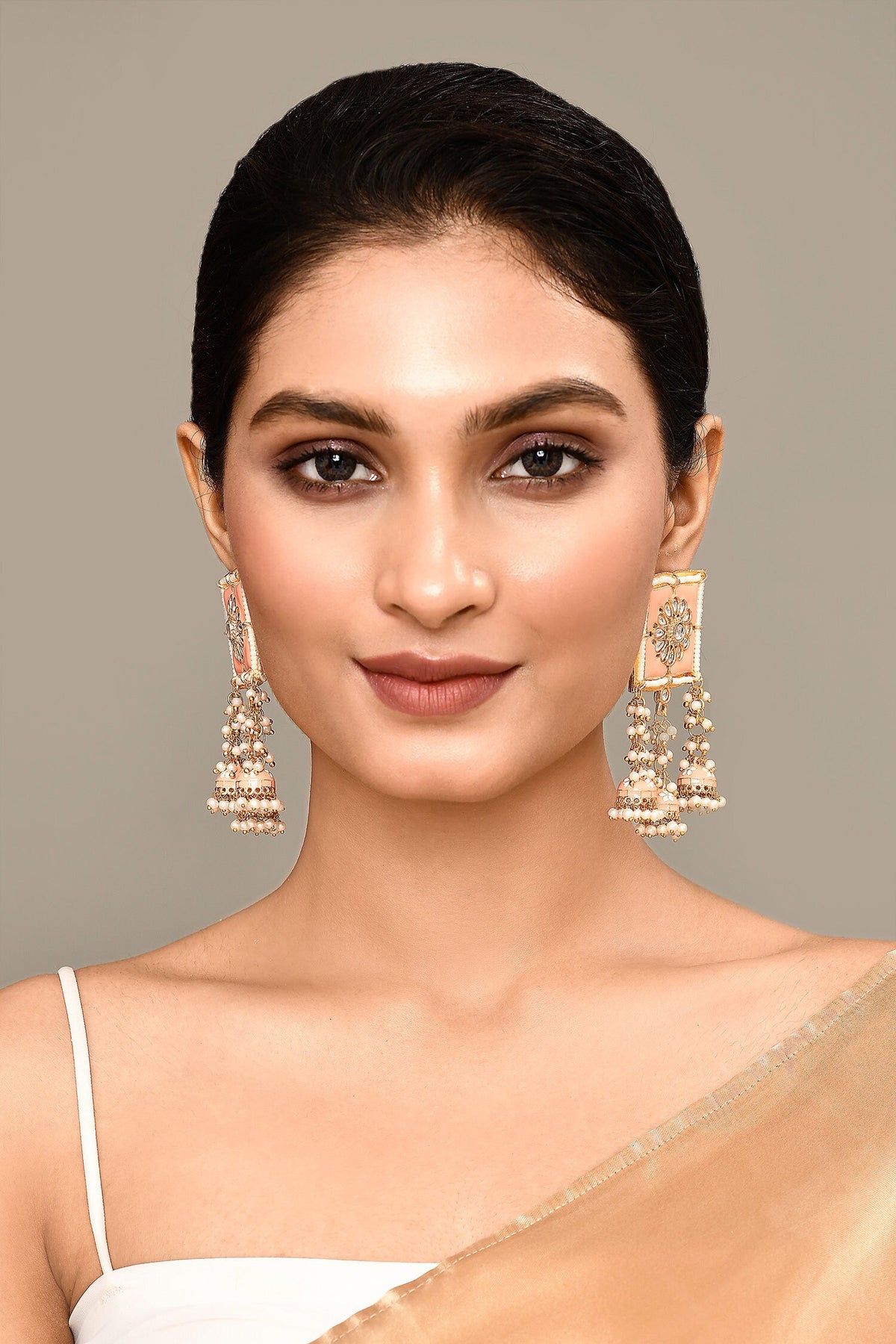 Floral Carved Square Top Earrings 
