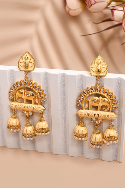 Elephant Motif Carved Earrings 