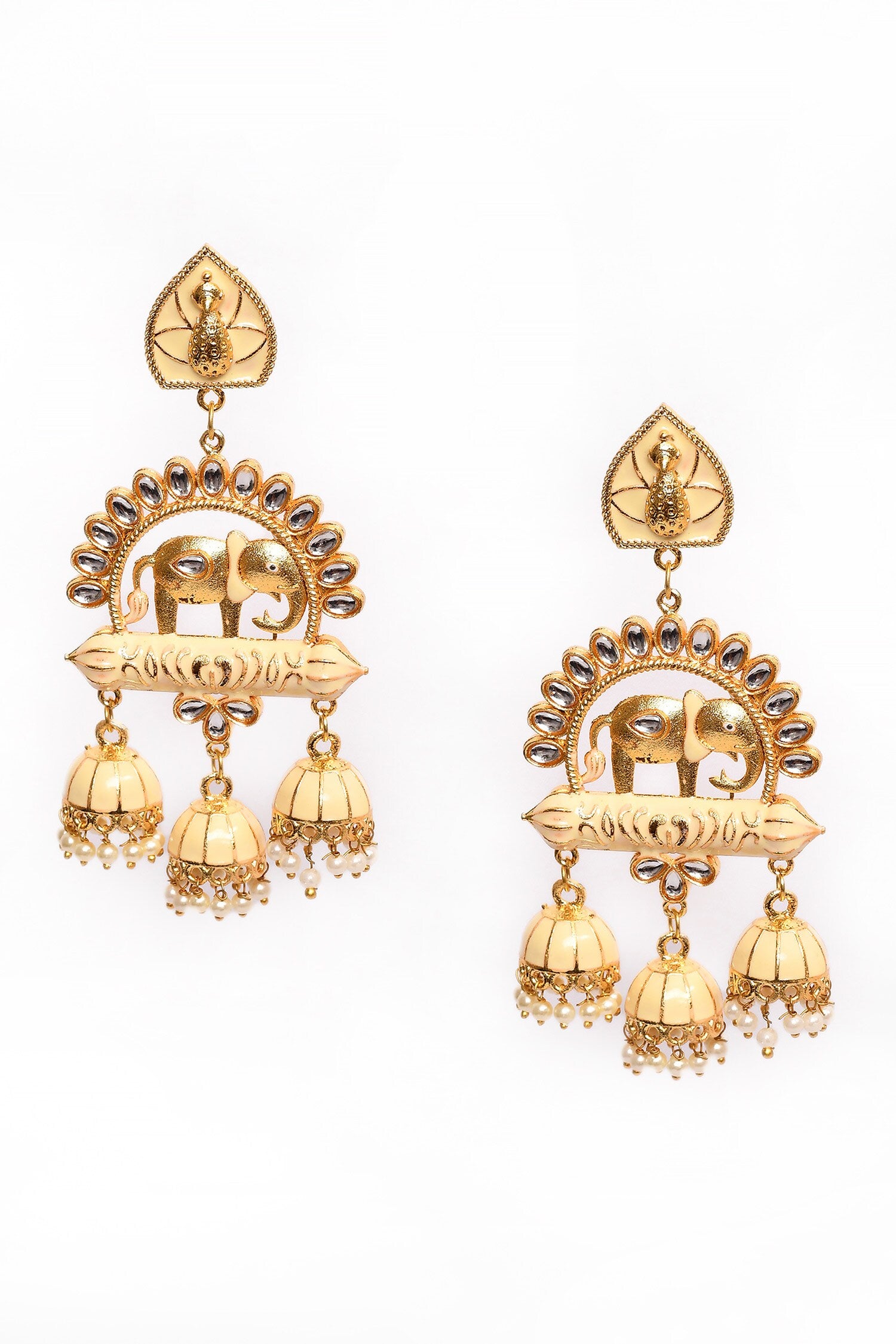 Elephant Motif Carved Earrings 
