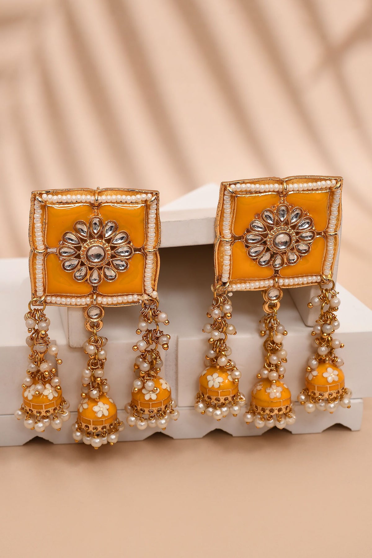 Floral Bloom Square Top Earrings 