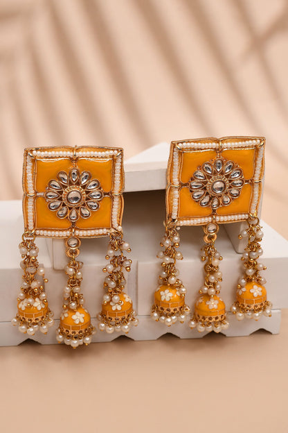 Floral Bloom Square Top Earrings 