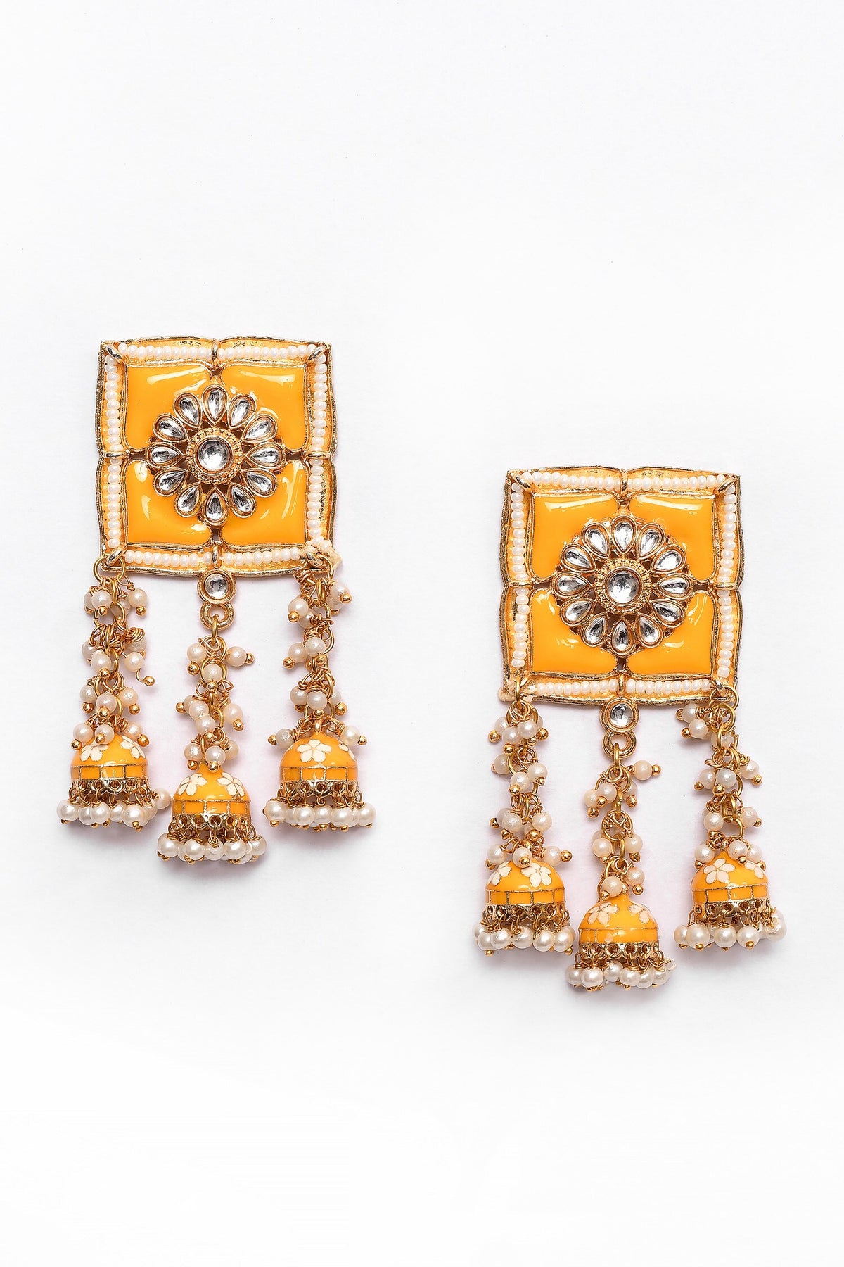 Floral Bloom Square Top Earrings 