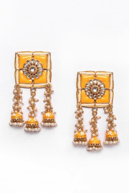 Floral Bloom Square Top Earrings 