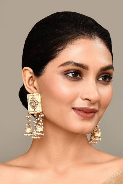 Flower Bloom Square Top Earrings 