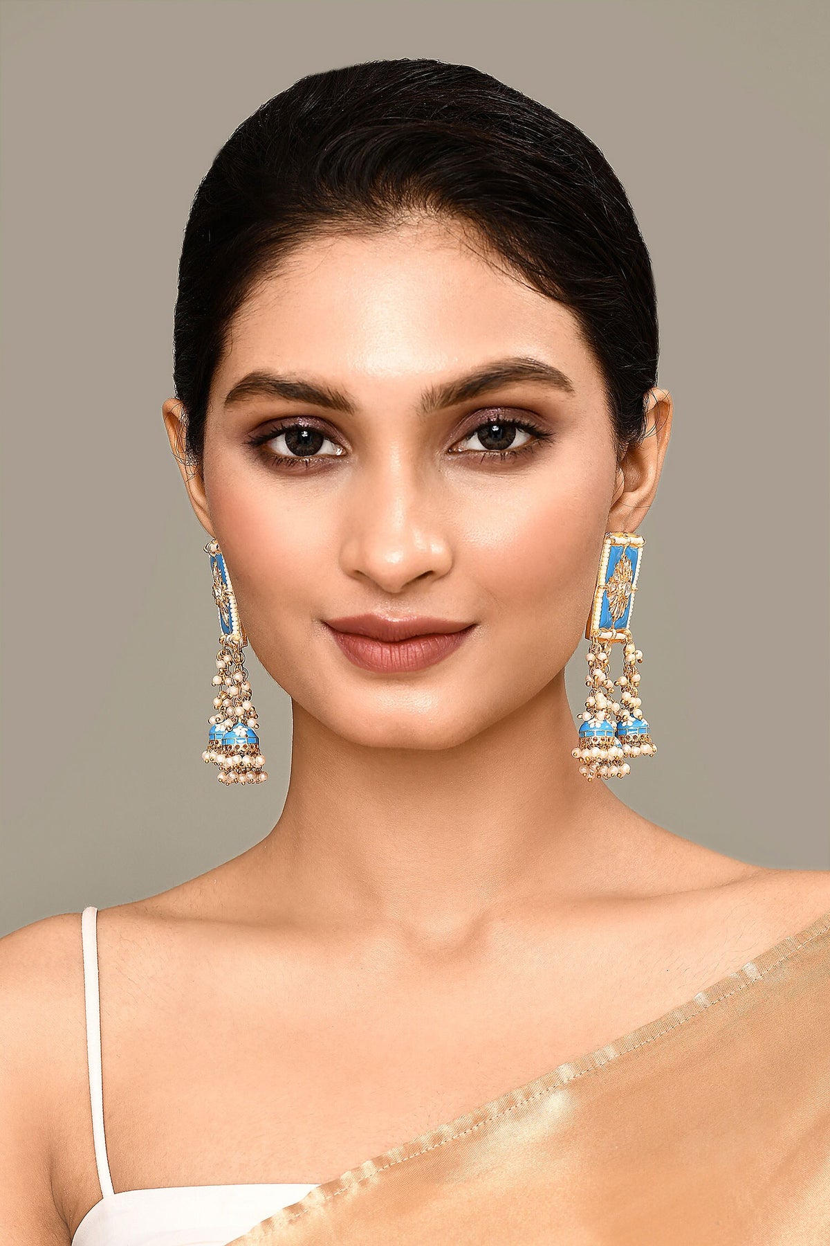 Square Top Floral Carved Earrings 
