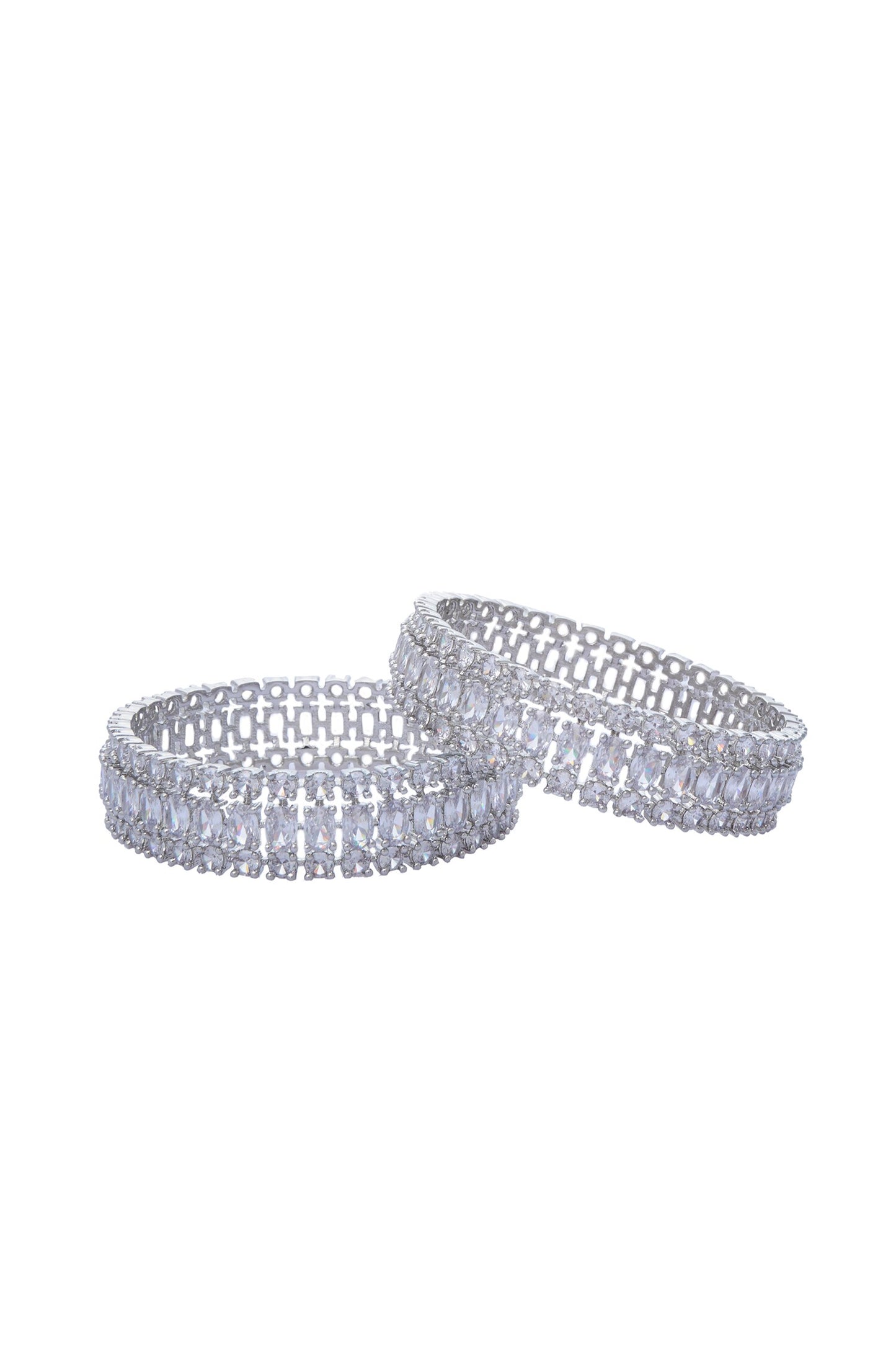 Moissanite & Zircon Studded Bangles - Set of 2 