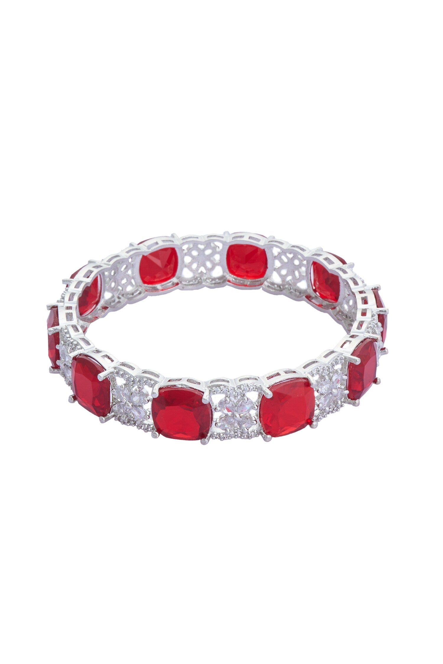 Zircon & Ruby Stone Studded Bangles - Set of 2 