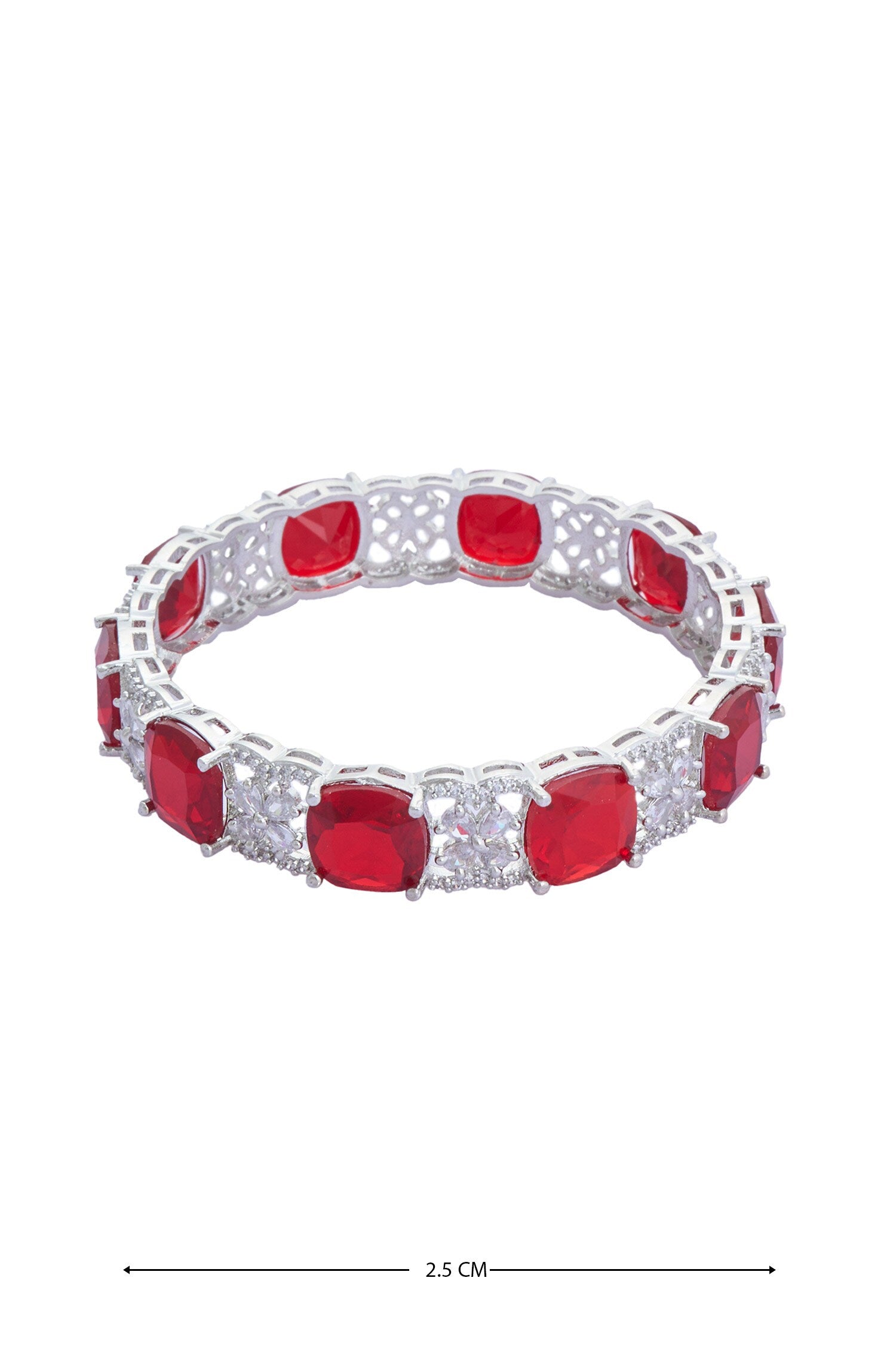 Zircon & Ruby Stone Studded Bangles - Set of 2 