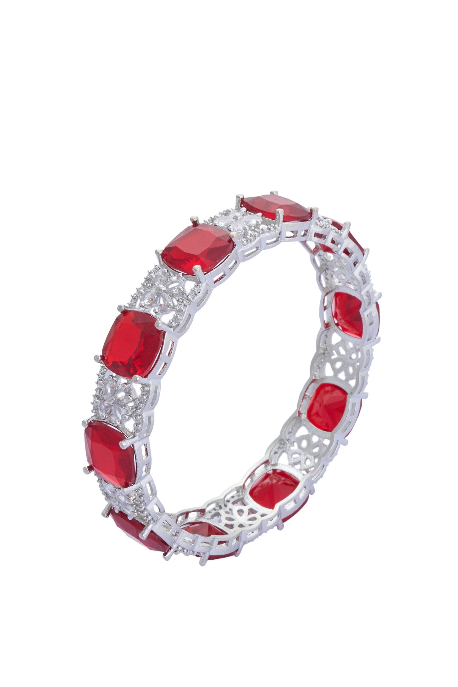 Zircon & Ruby Stone Studded Bangles - Set of 2 