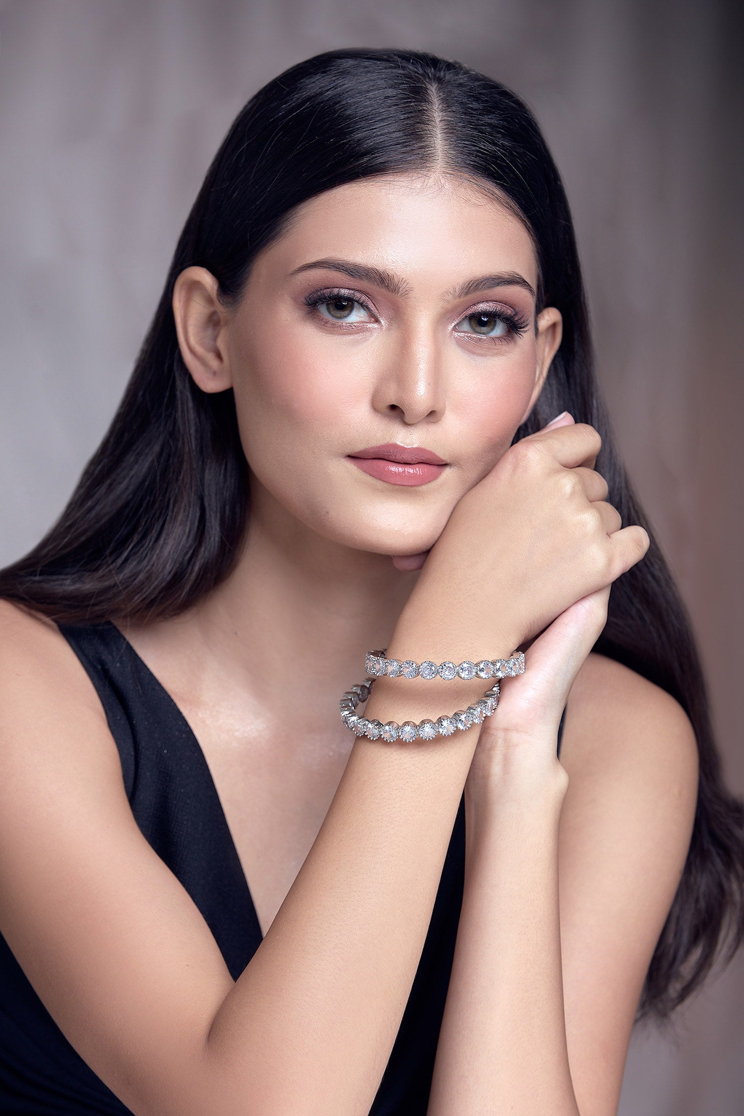 Zircon & Moissanite Studded Bangles - Set of 2 