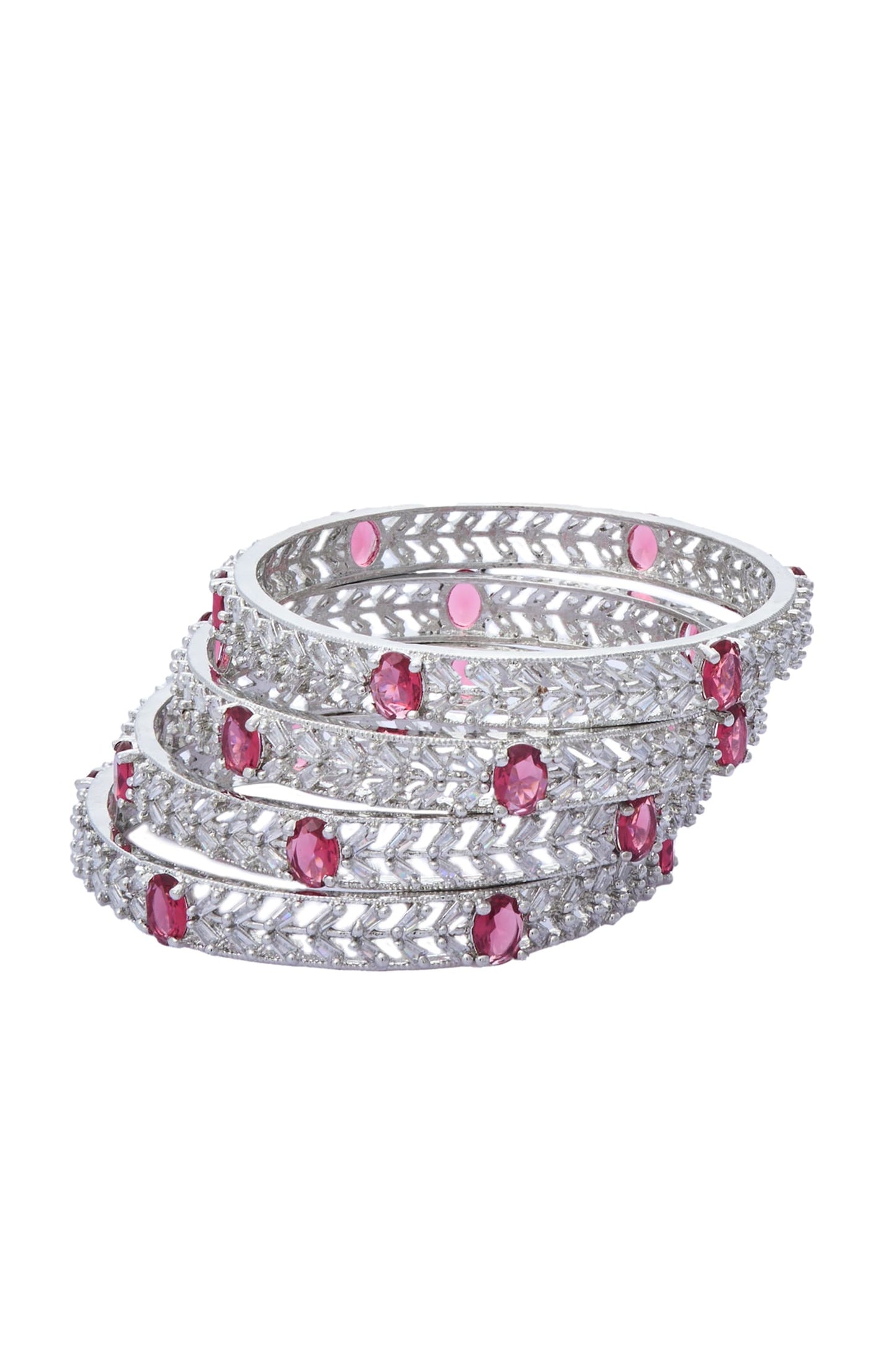 Zircon Embellished Bangles - Set of 2 