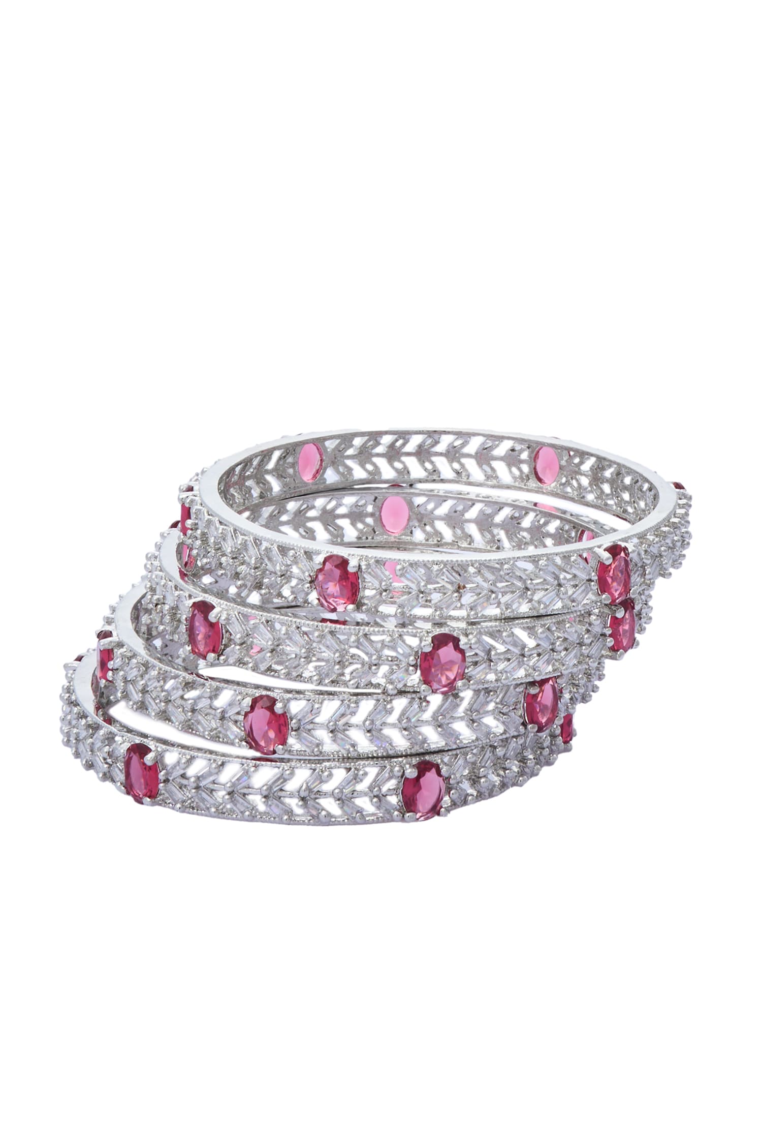 Zircon Embellished Bangles - Set of 2 