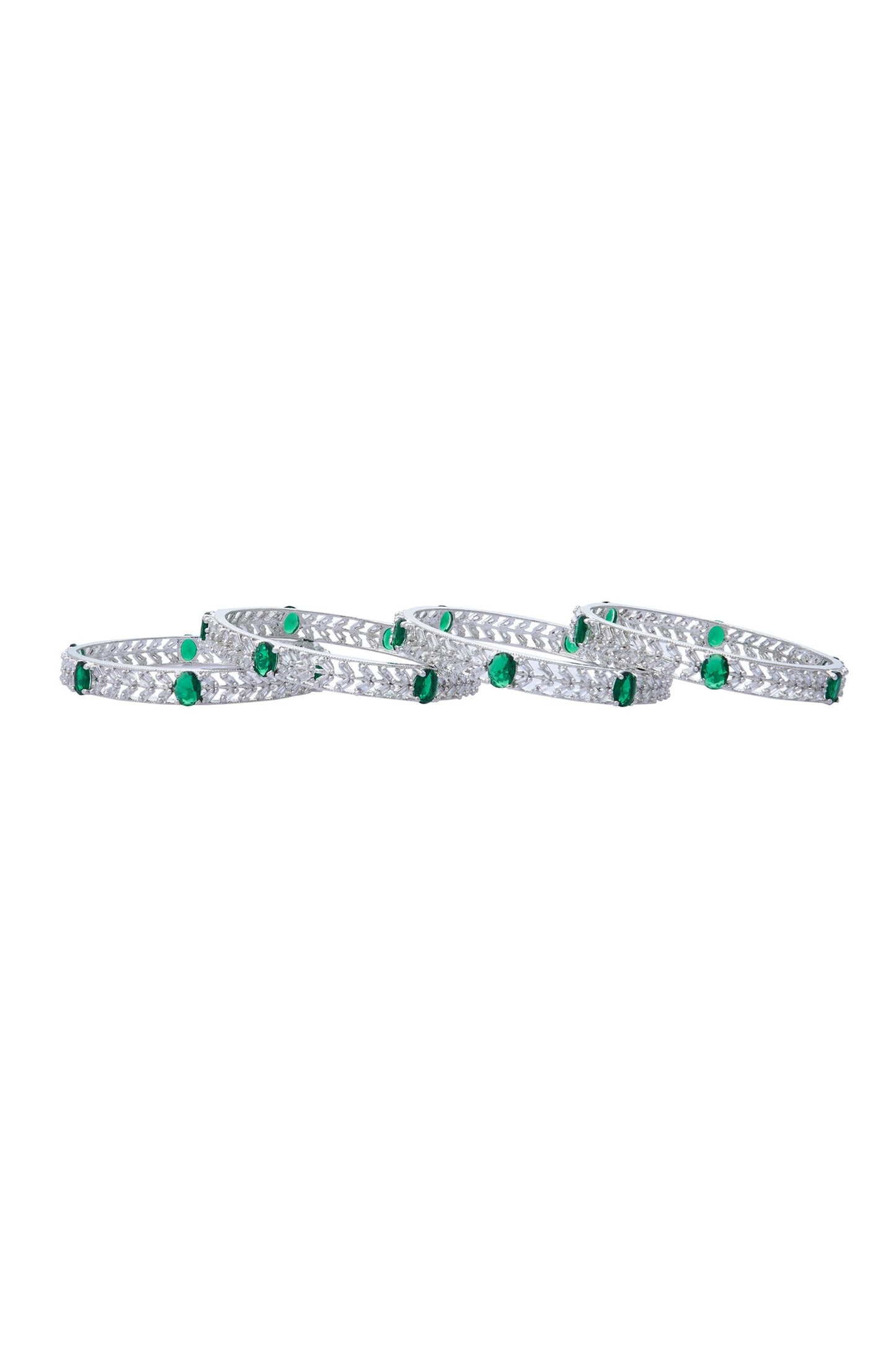 Zircon Embellished Bangles - Set of 4 
