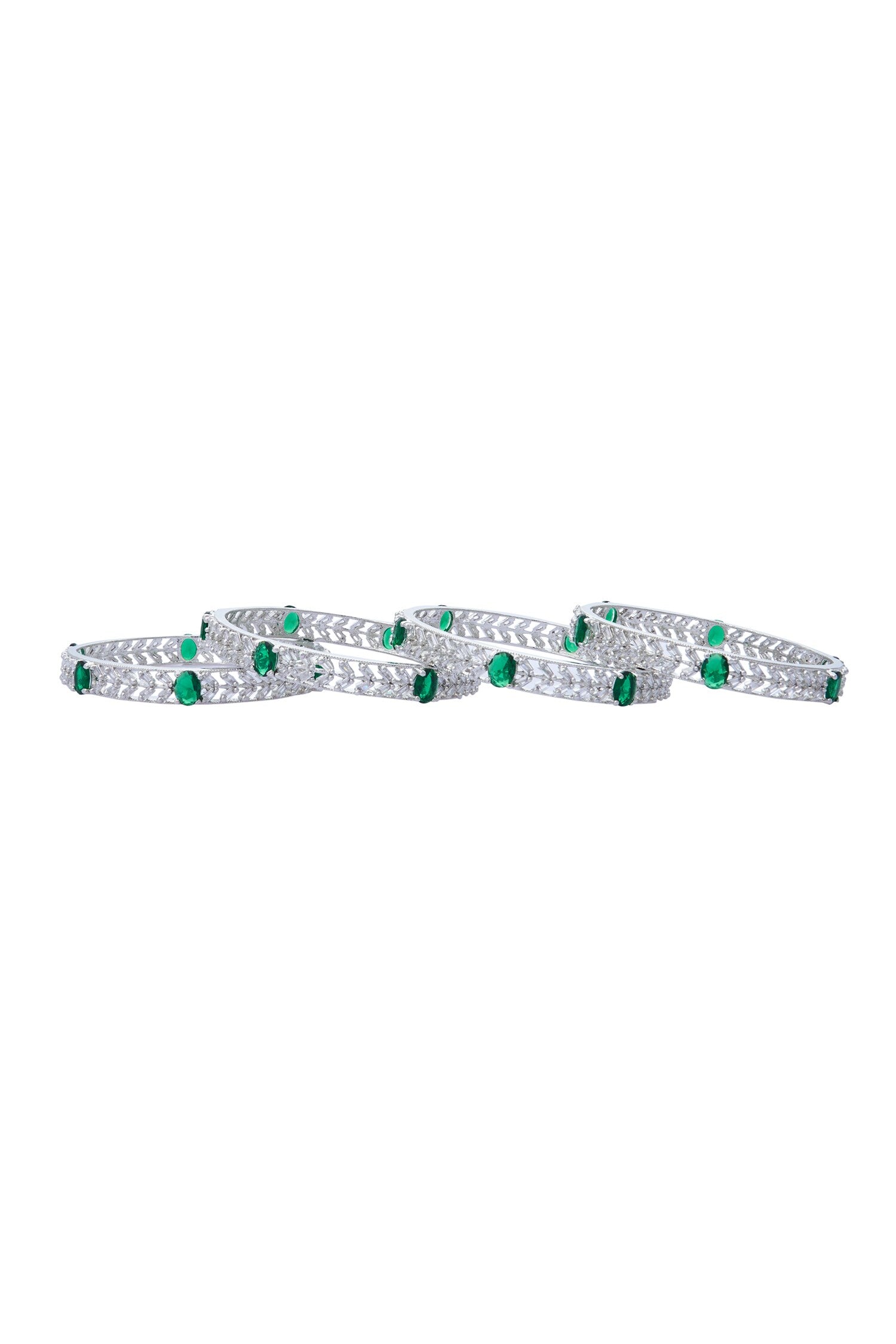 Zircon Embellished Bangles - Set of 4 