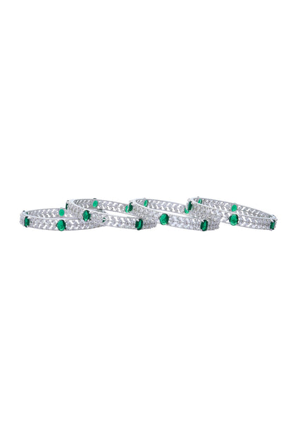 Zircon Embellished Bangles - Set of 4 