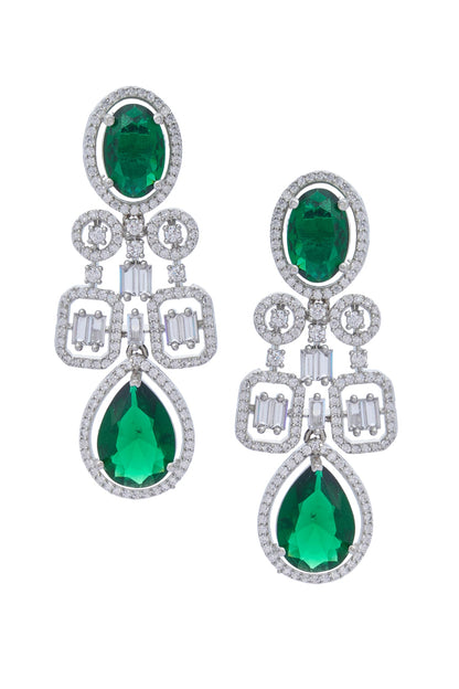 Zircon & Emerald Stone Embellished Necklace Set 