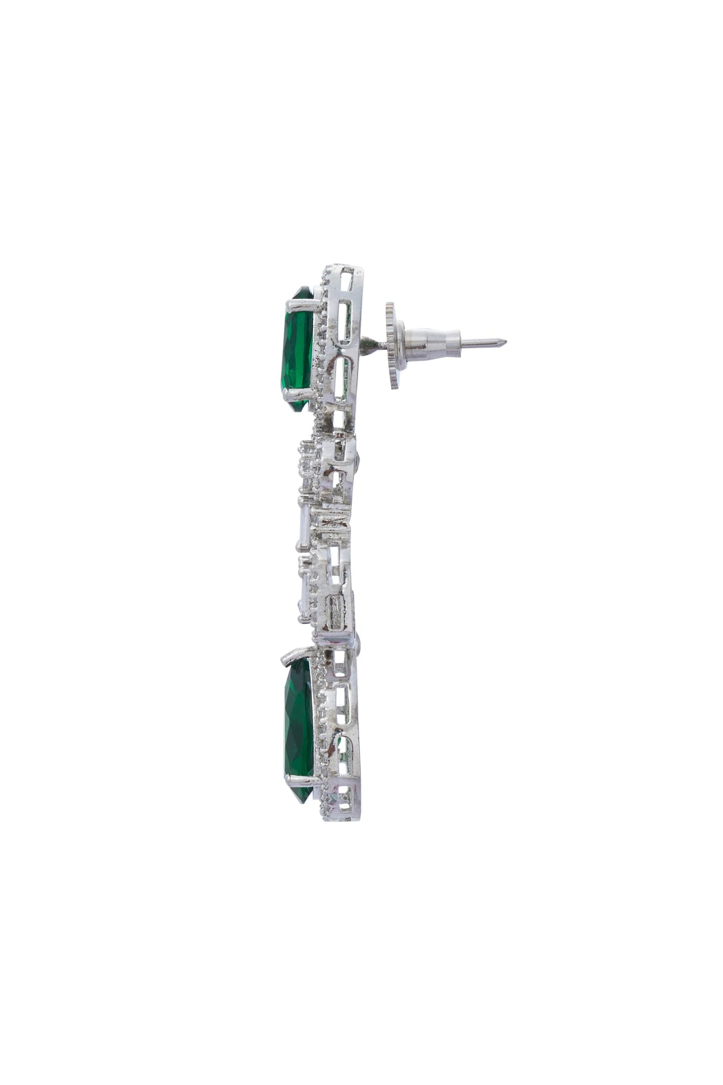 Zircon & Emerald Stone Embellished Necklace Set 