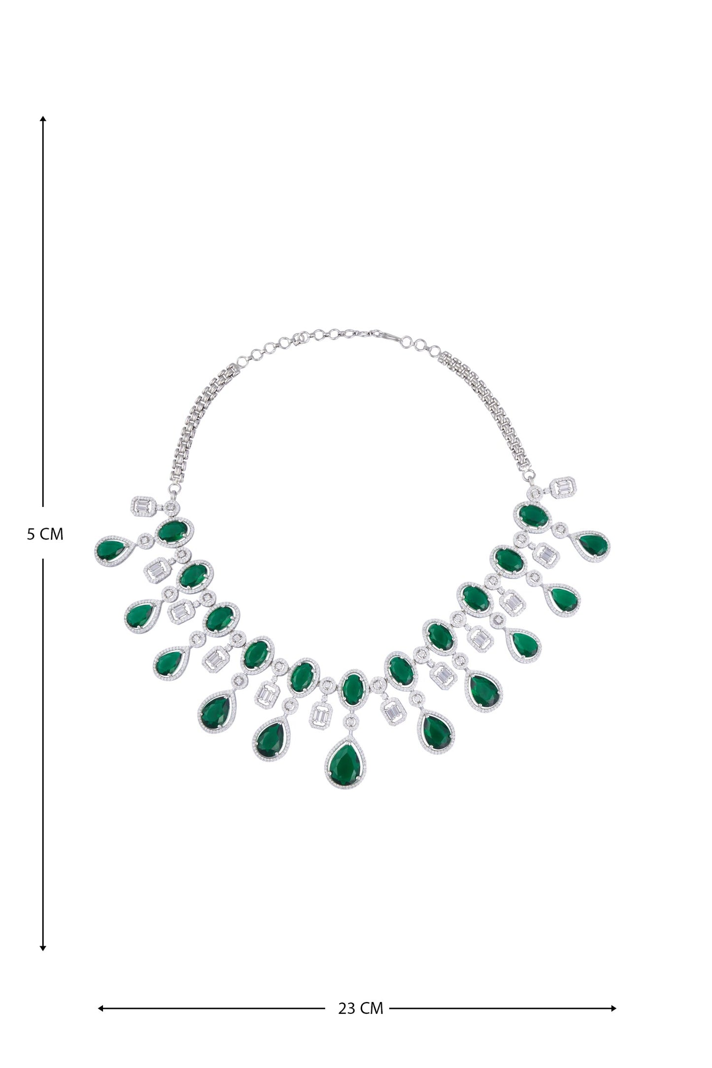 Zircon & Emerald Stone Embellished Necklace Set 