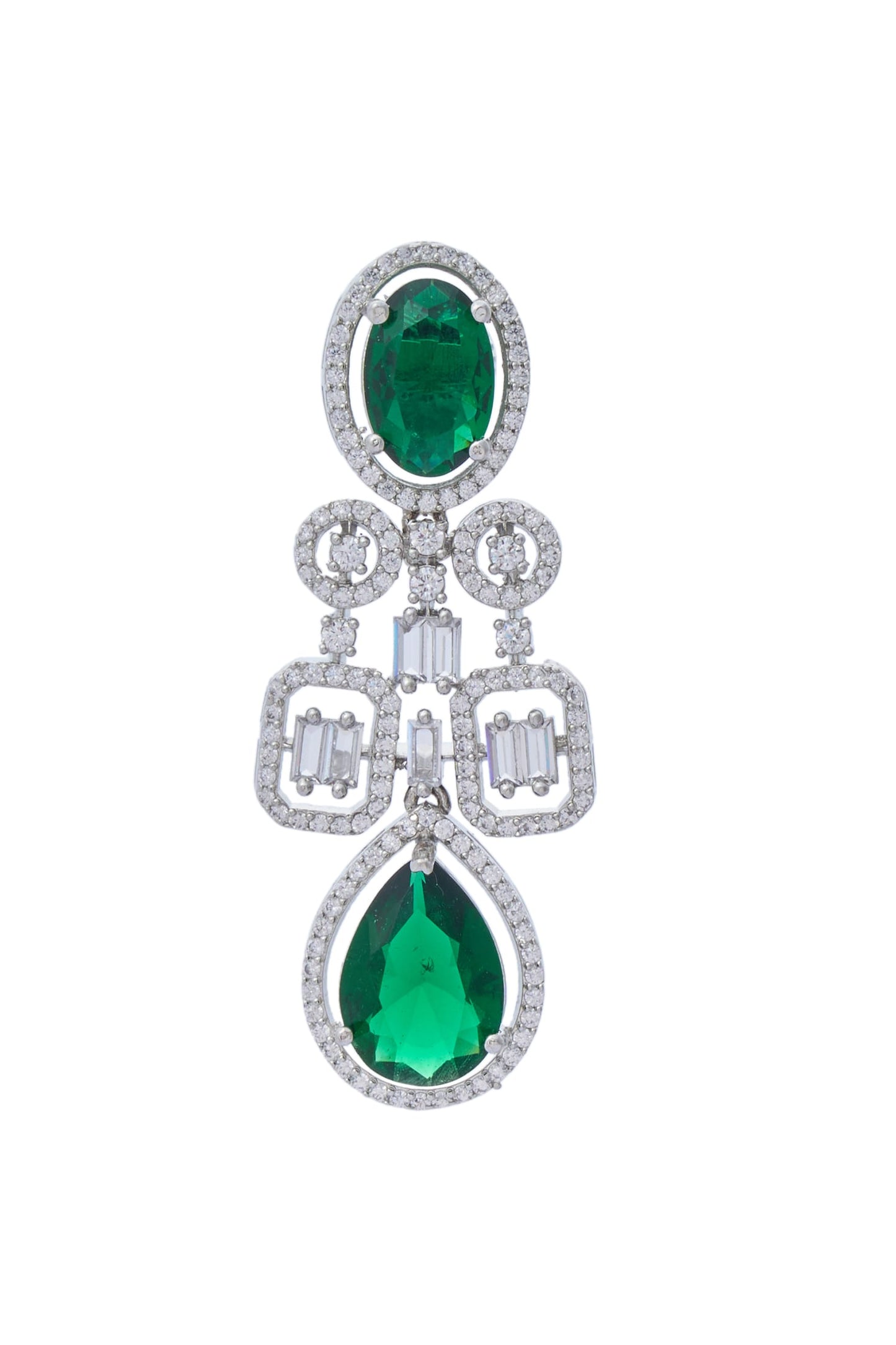 Zircon & Emerald Stone Embellished Necklace Set 