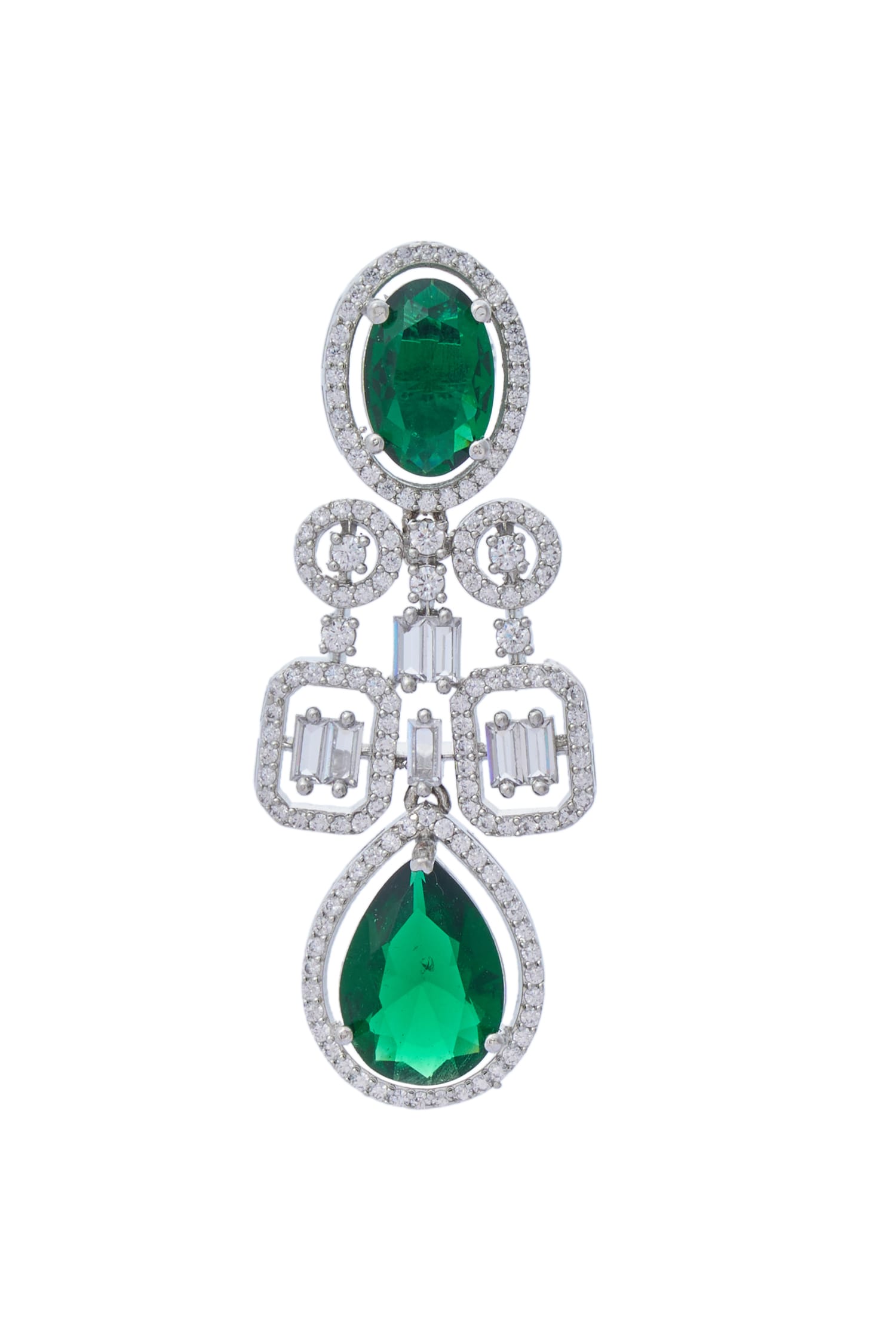 Zircon & Emerald Stone Embellished Necklace Set 