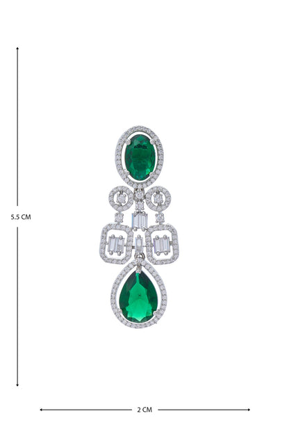 Zircon & Emerald Stone Embellished Necklace Set 