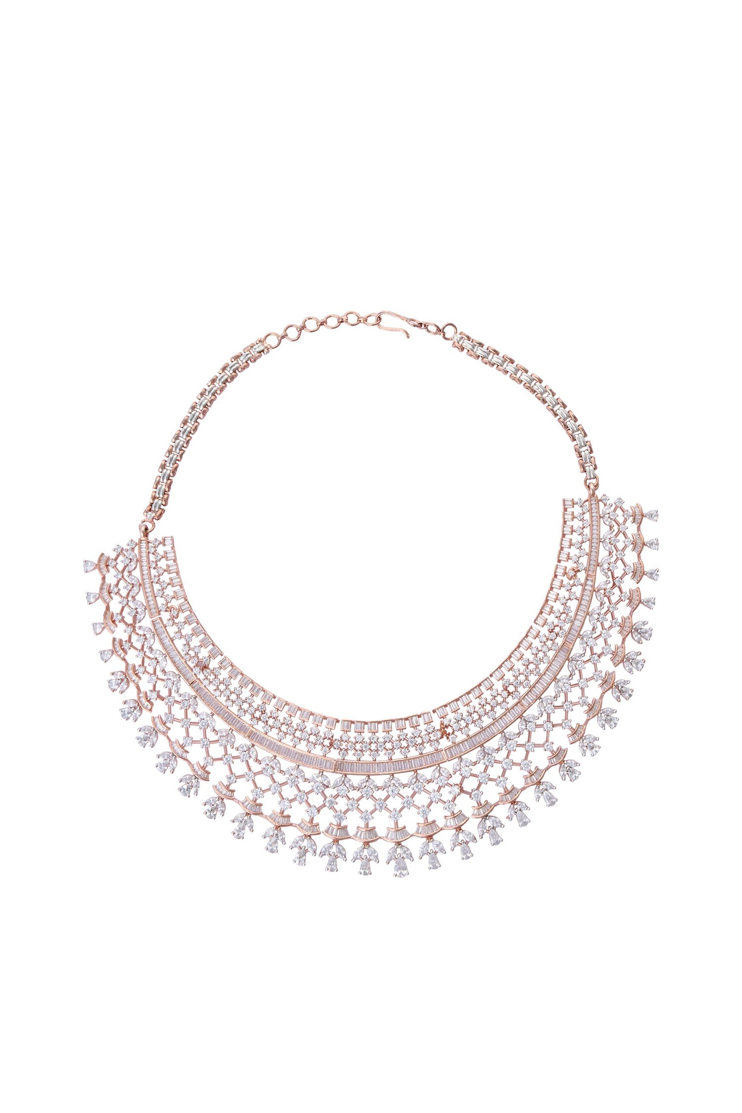 Zircon & Emerald Stone Embellished Necklace Set 