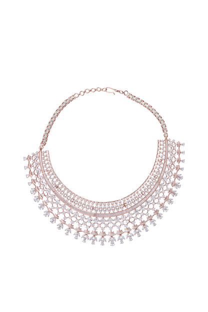 Zircon & Emerald Stone Embellished Necklace Set 