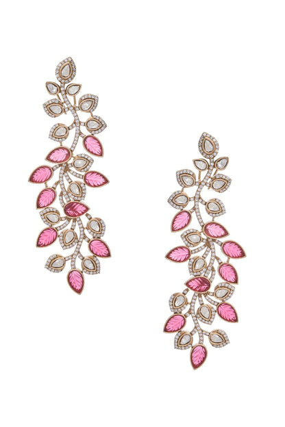 Zircon Leaf Vine Pattern Embellished Earrings 