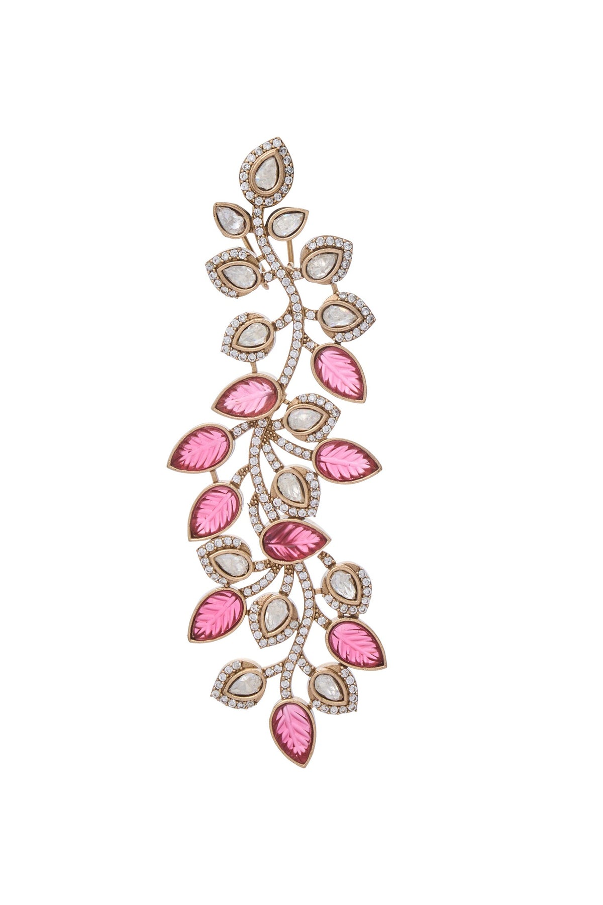 Zircon Leaf Vine Pattern Embellished Earrings 