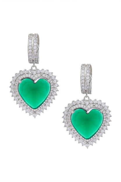 Zircon & Emerald Stone Embellished Necklace Set 