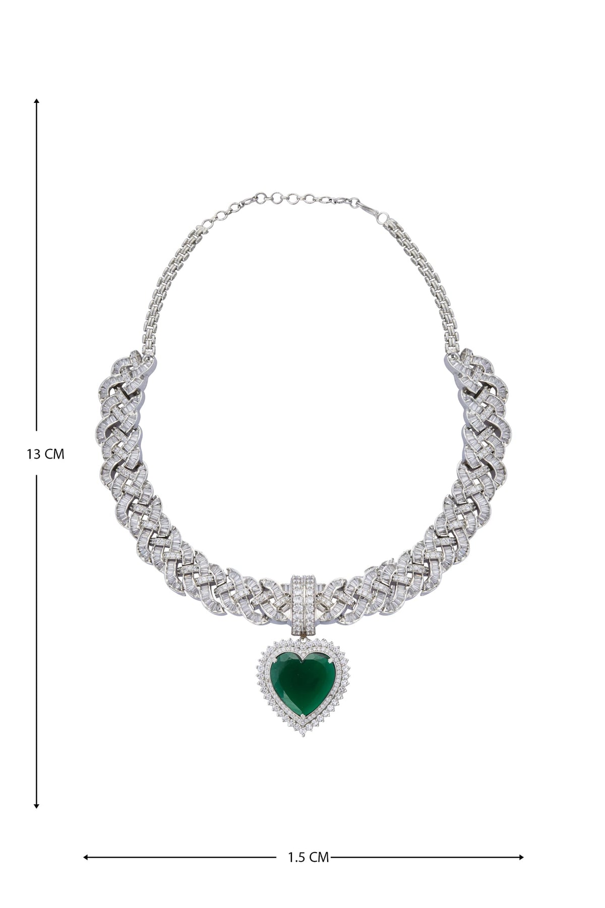 Zircon & Emerald Stone Embellished Necklace Set 
