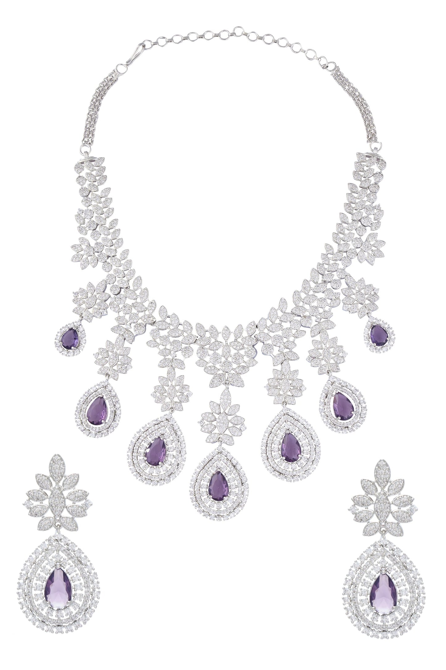 Tear Drop Cutwork Dangler Necklace Set 