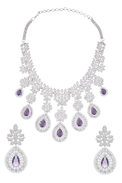 Tear Drop Cutwork Dangler Necklace Set 