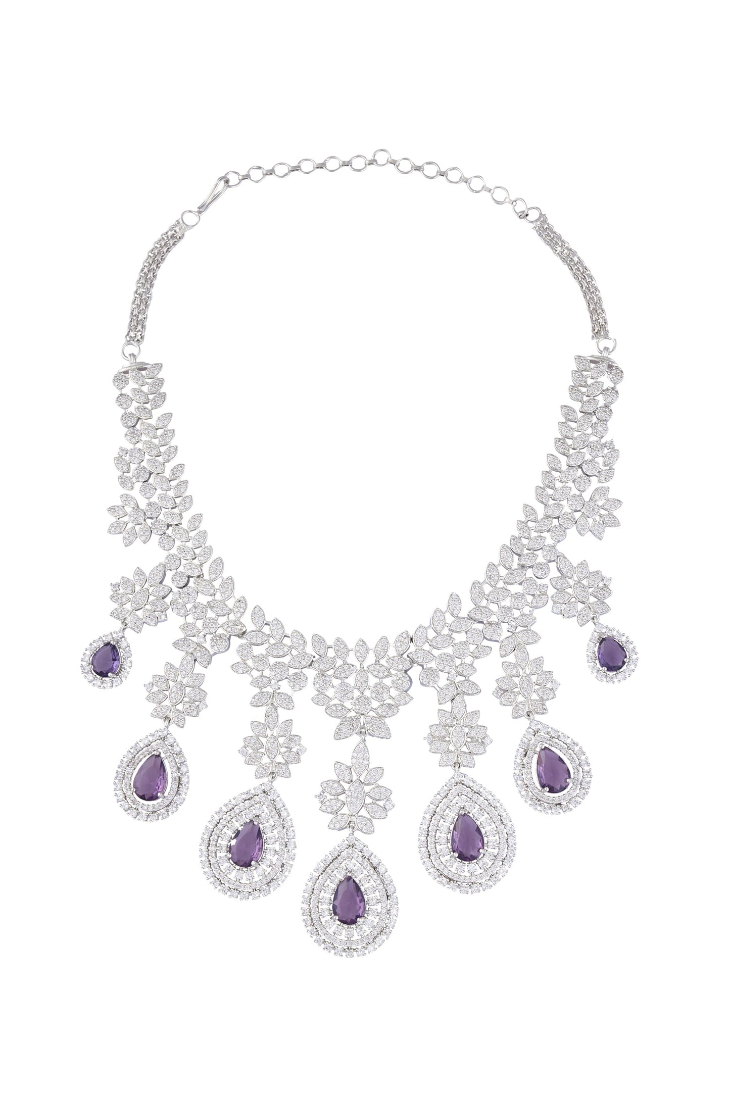 Tear Drop Cutwork Dangler Necklace Set 