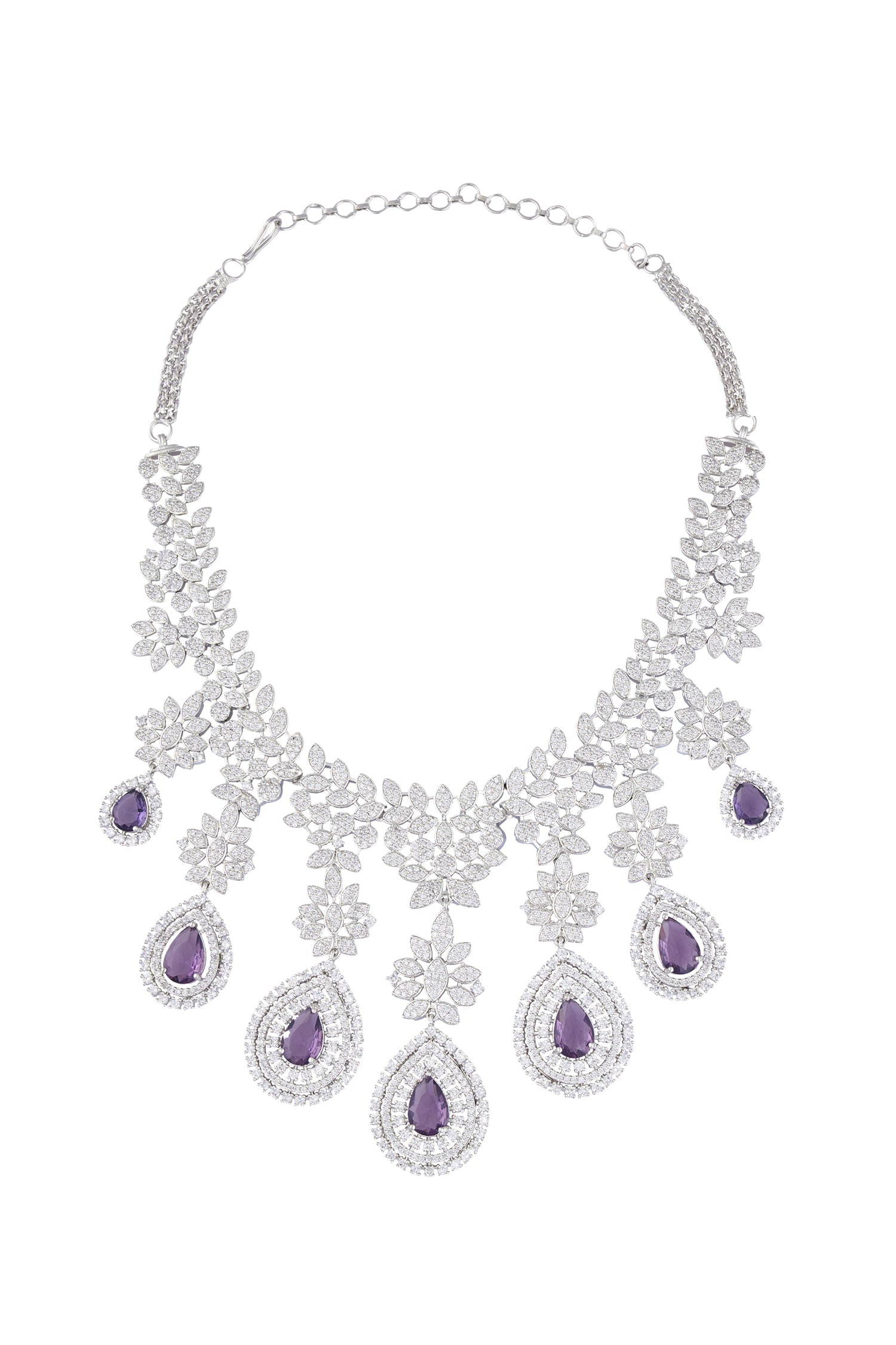 Tear Drop Cutwork Dangler Necklace Set 