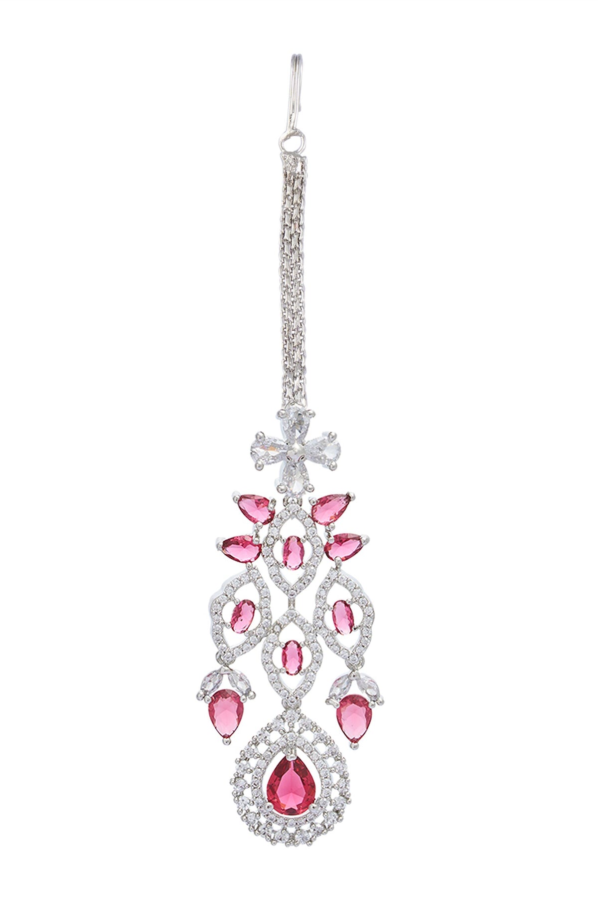Ruby Stone Cutwork Embellished Jewellery Set 