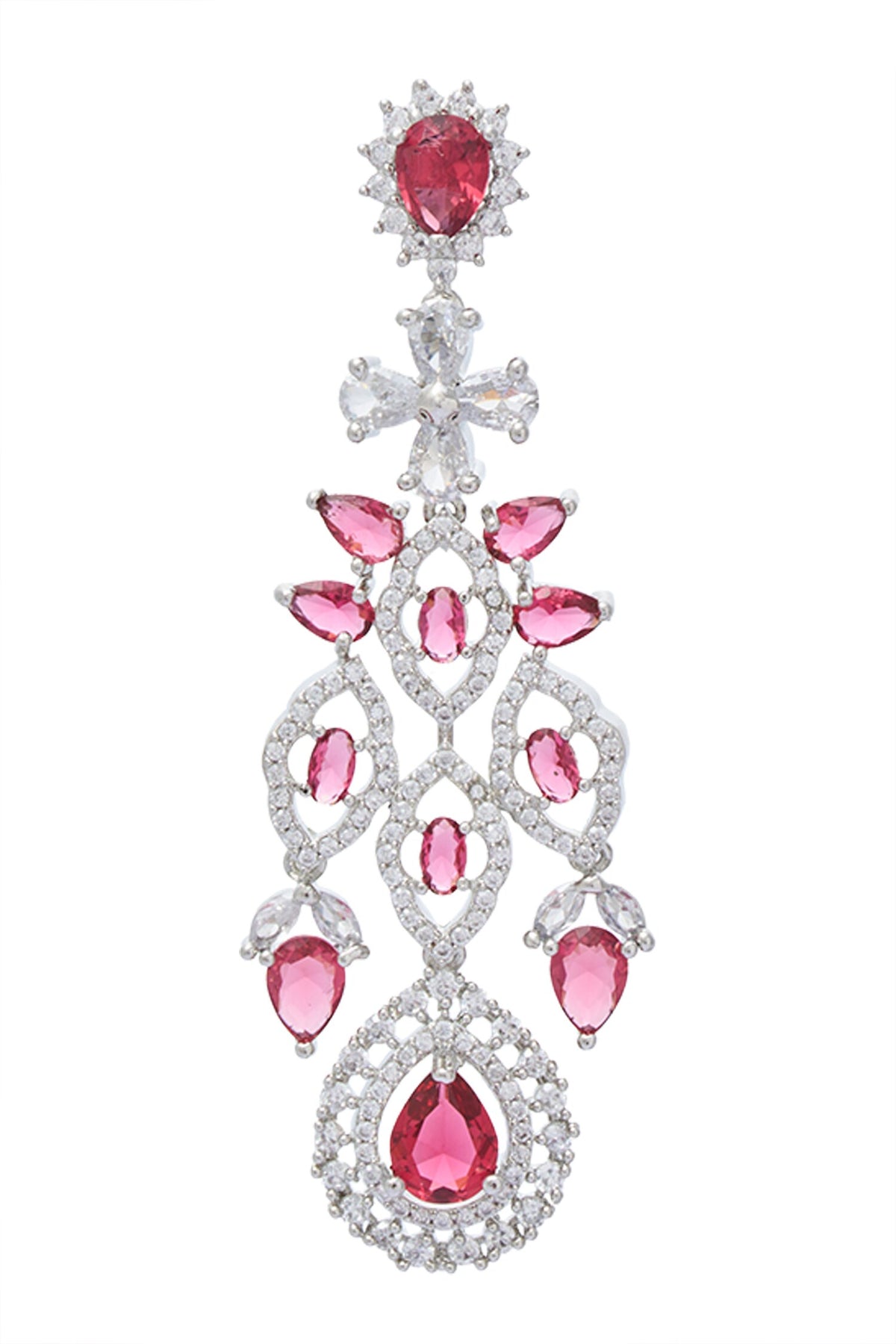 Ruby Stone Cutwork Embellished Jewellery Set 
