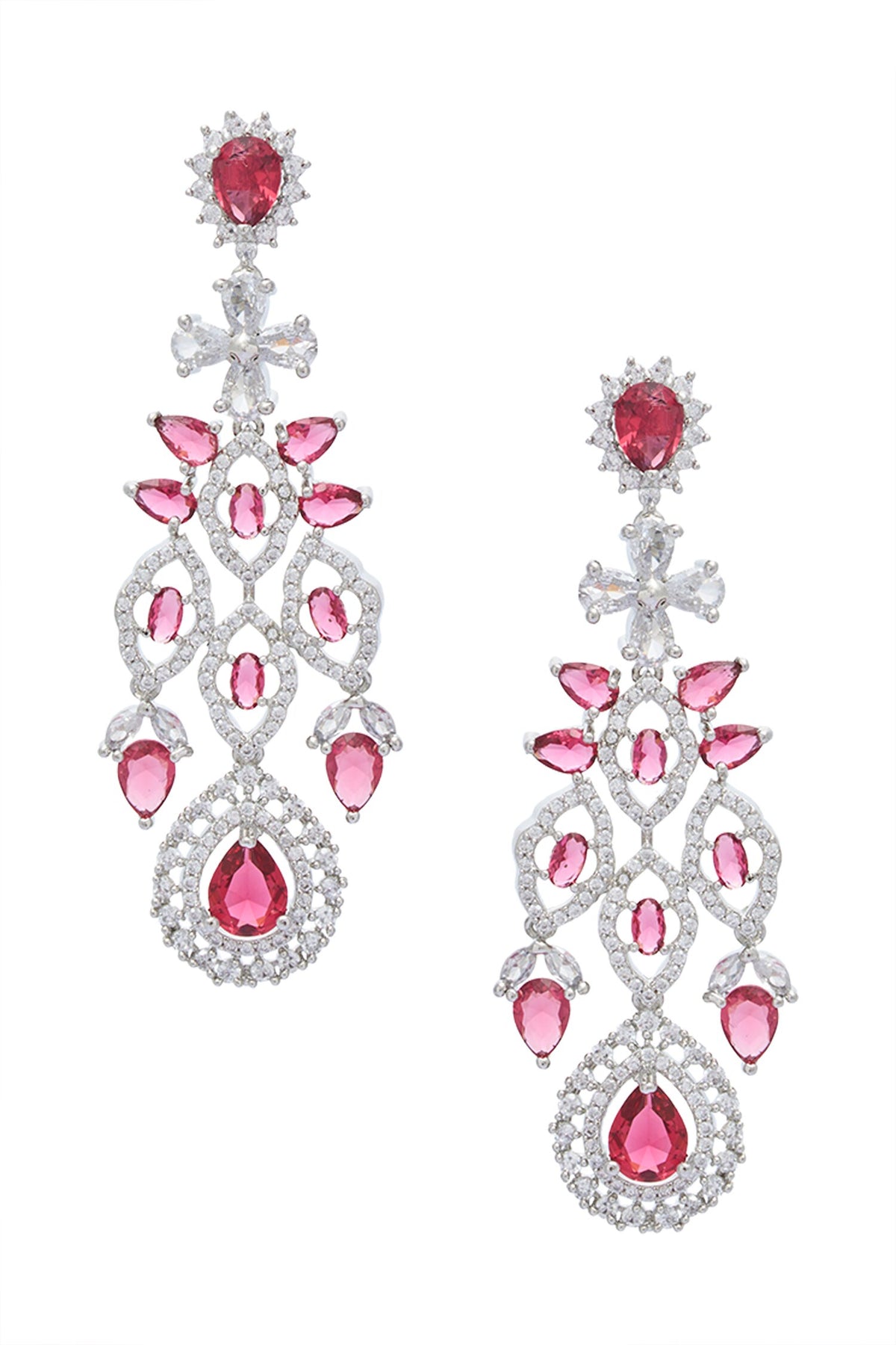 Ruby Stone Cutwork Embellished Jewellery Set 