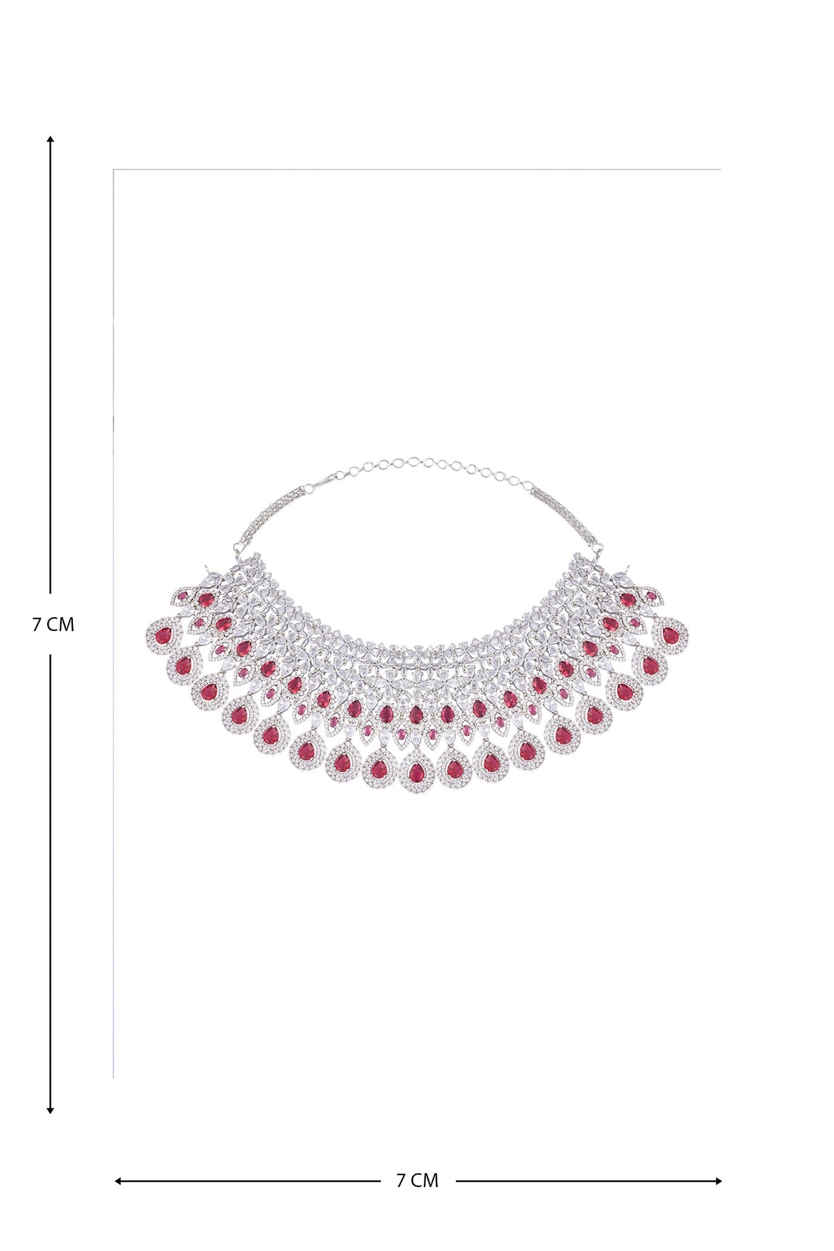 Ruby Stone Cutwork Embellished Jewellery Set 