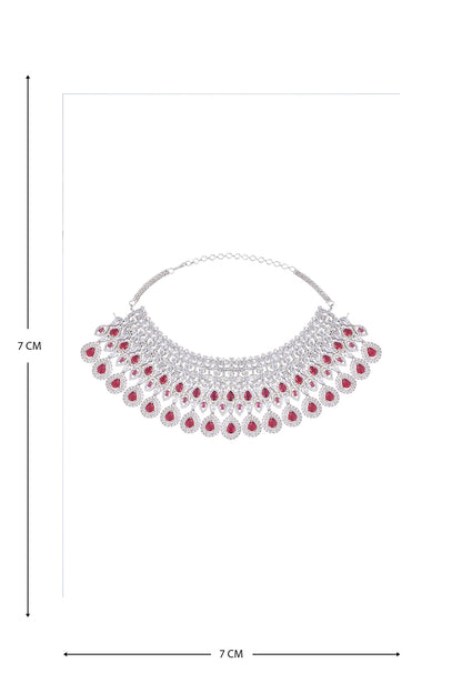 Ruby Stone Cutwork Embellished Jewellery Set 
