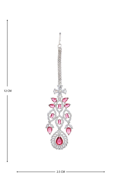 Ruby Stone Cutwork Embellished Jewellery Set 
