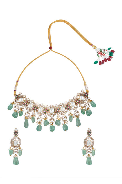Moissanite Polki Embellished Necklace Set 
