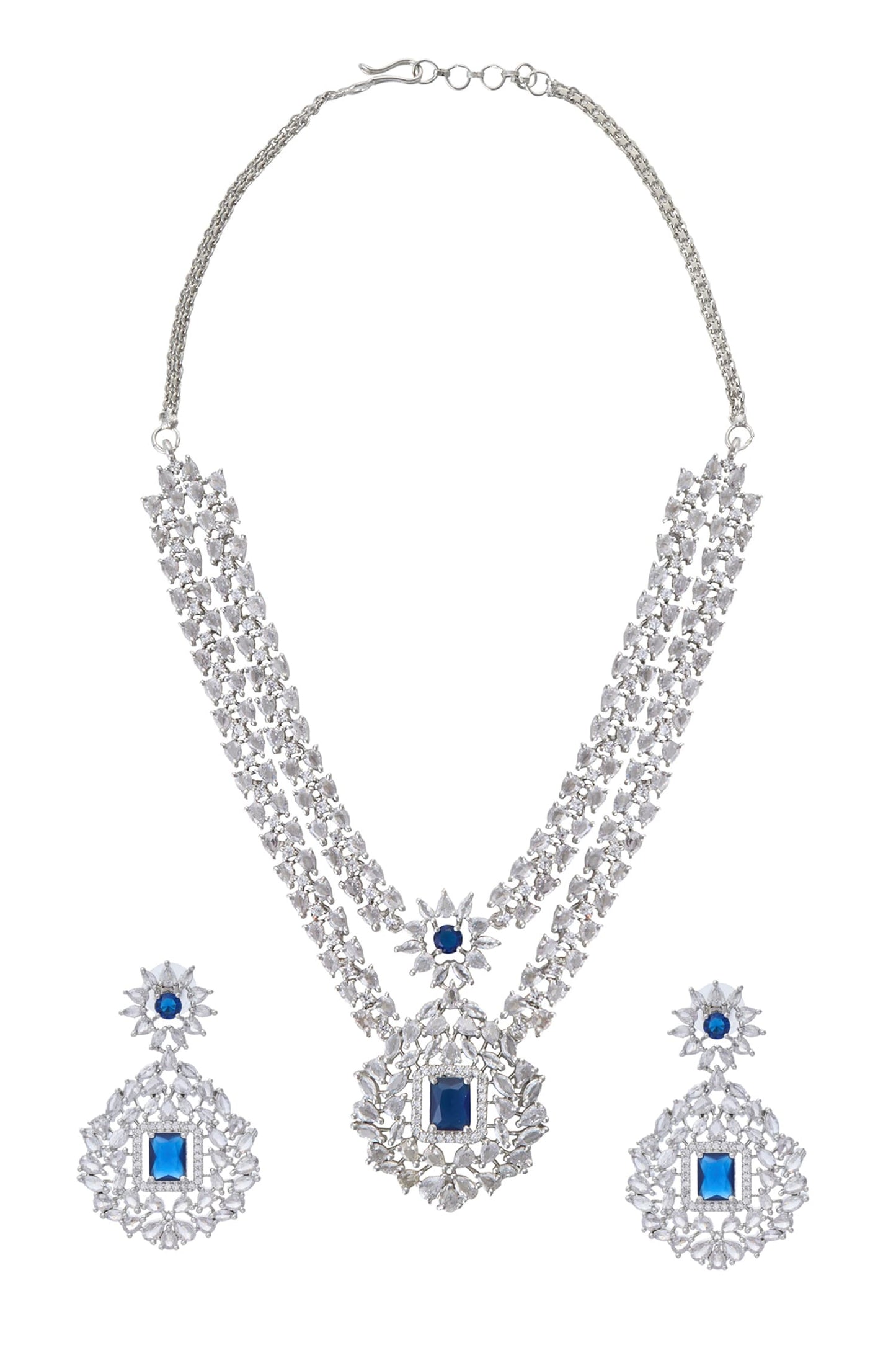 Zirconia Embellished Pendant Necklace Set 
