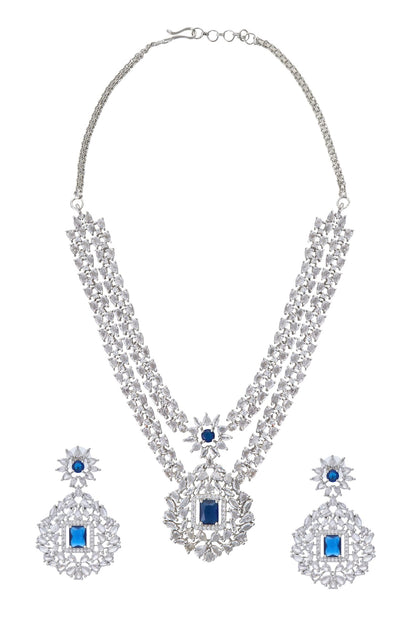 Zirconia Embellished Pendant Necklace Set 