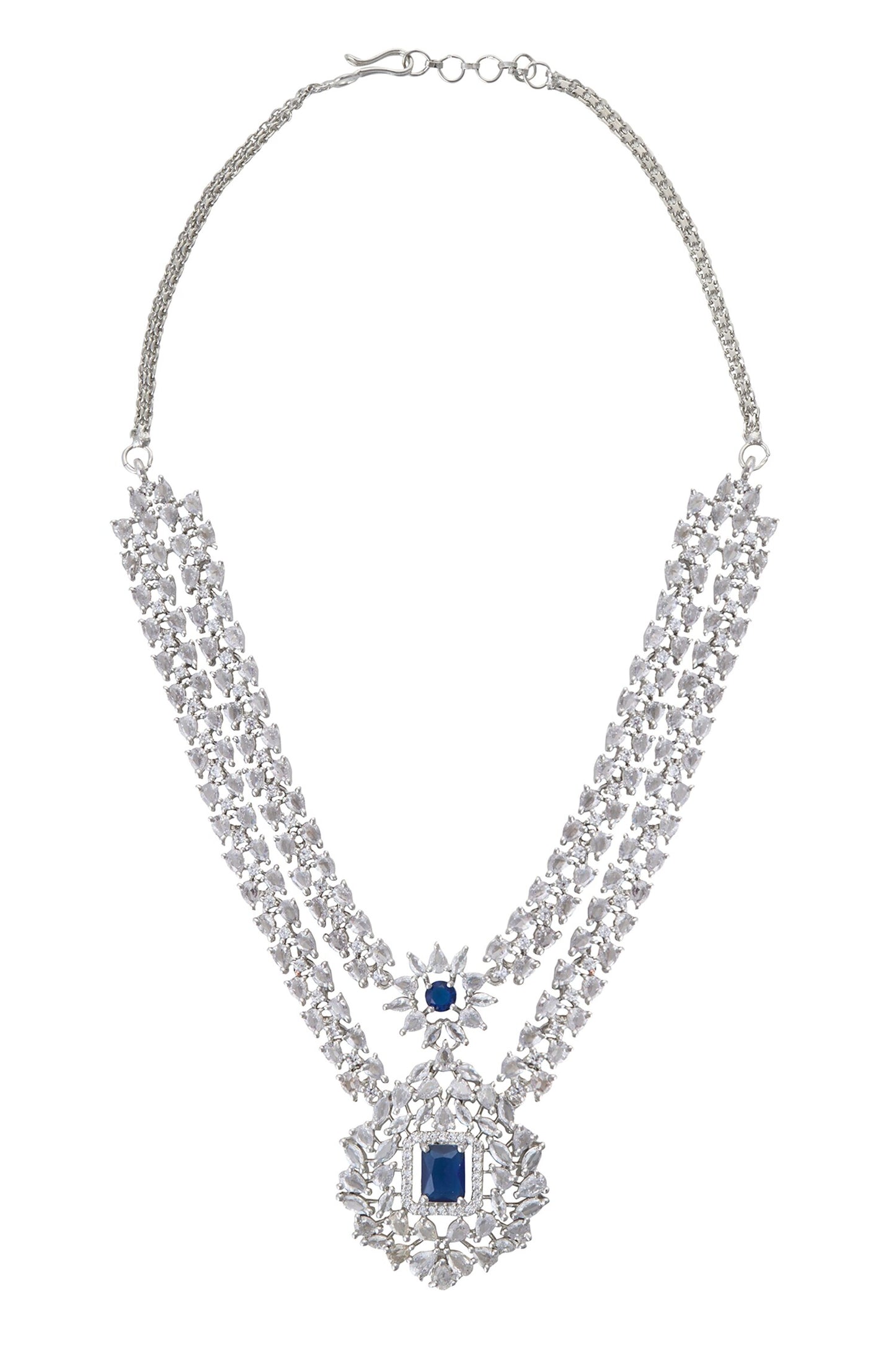 Zirconia Embellished Pendant Necklace Set 