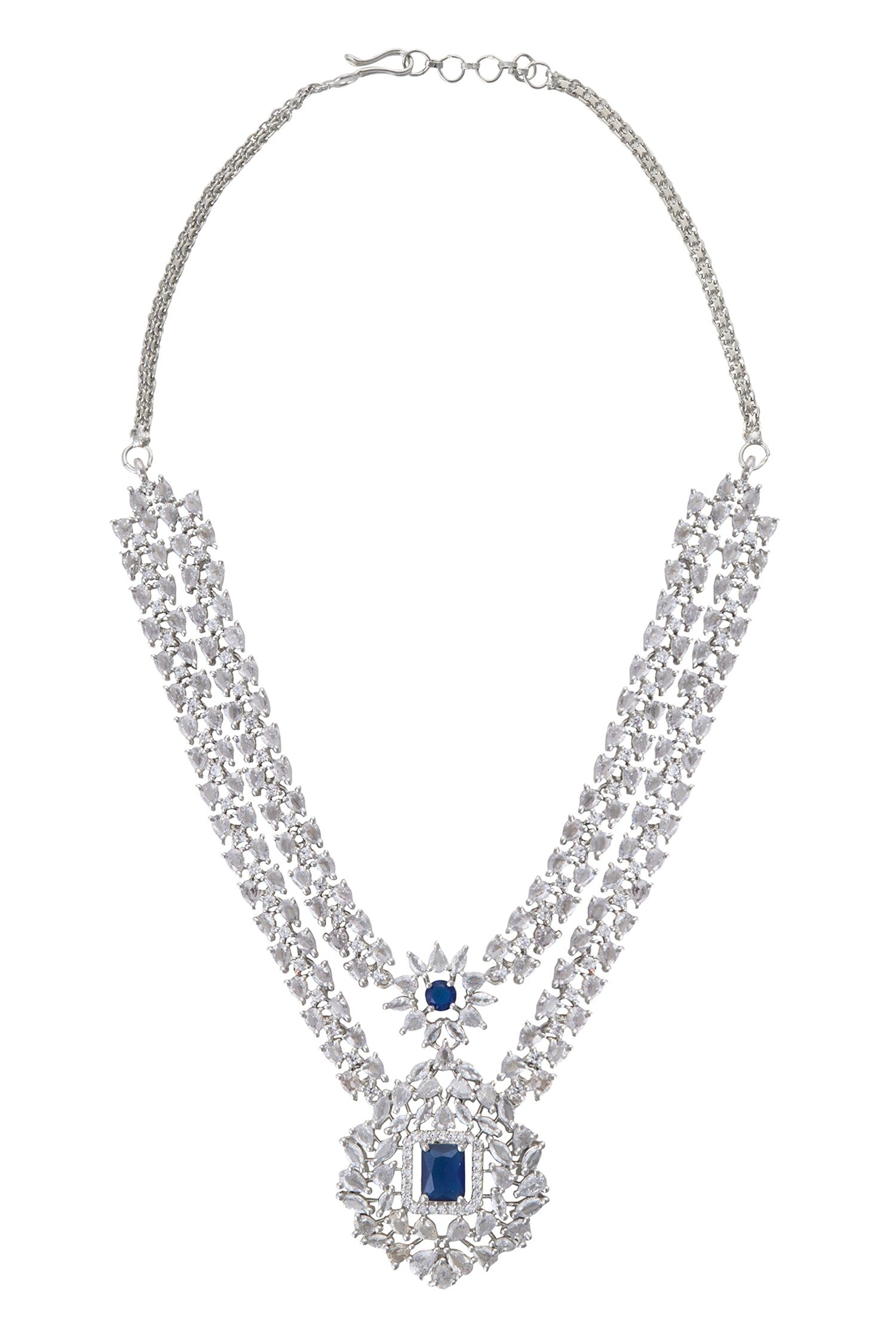 Zirconia Embellished Pendant Necklace Set 