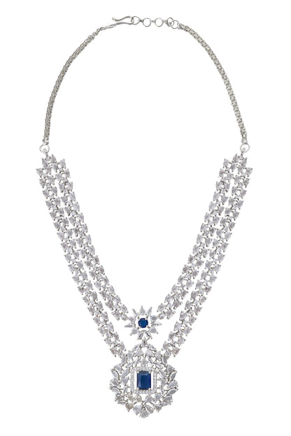 Zirconia Embellished Pendant Necklace Set 