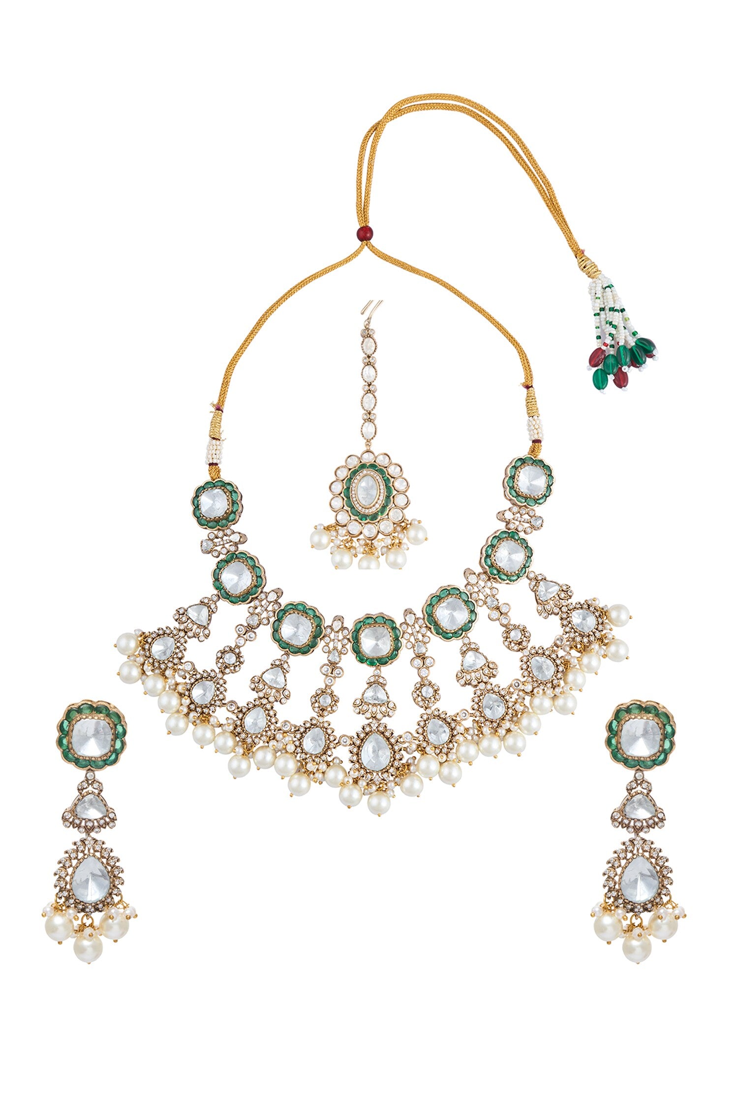 Moissanite Polki Studded Necklace Set 